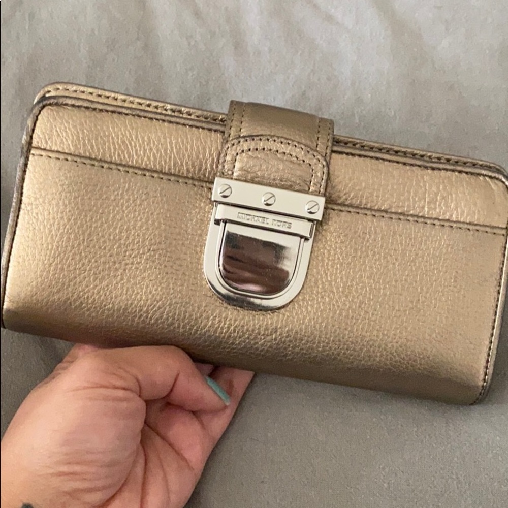 Authentic Michael Kors brown/gold long wallet